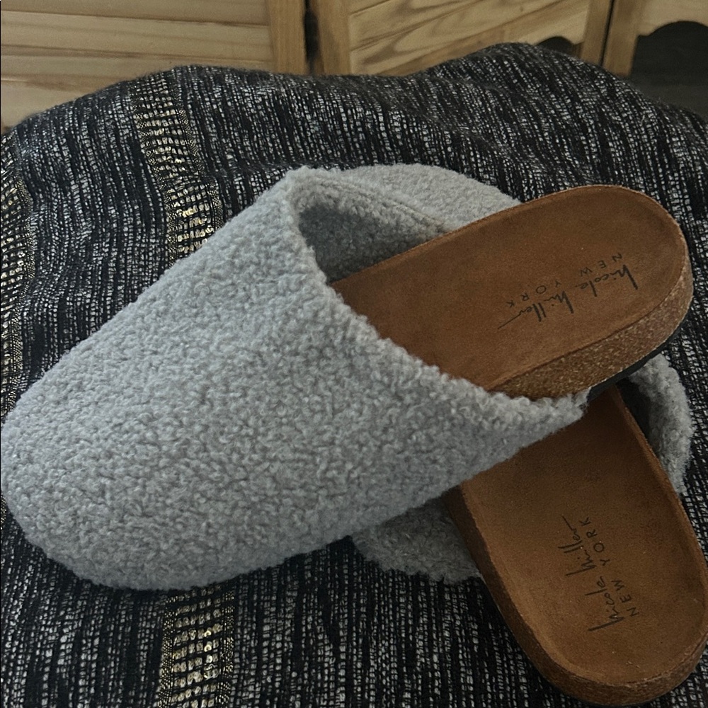 Nicole Miller Gray and Brown Slippers